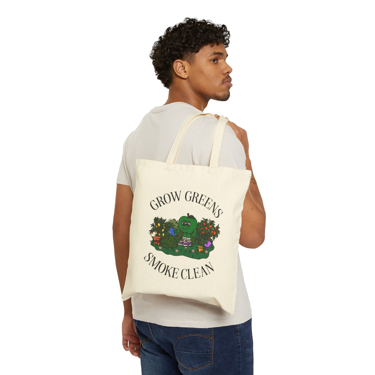 Cotton Tote Bag - Grow Greens Smoke Clean